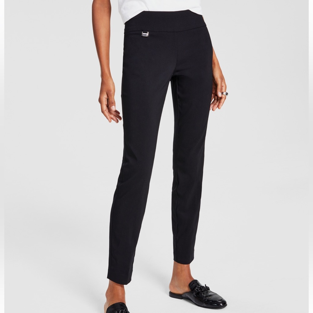 Alfani Black Tummy-Control Pull-On Skinny Dress Pants